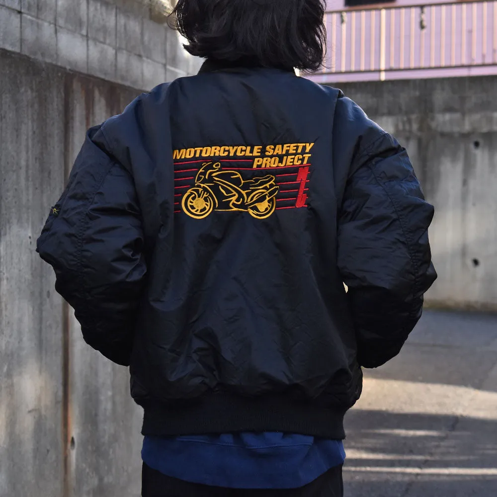 リバーシブル！ “motor cycle safety project NIU” レーシング MA-1 フライトジャケット 231128H