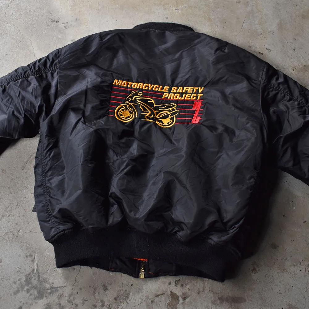 リバーシブル！ “motor cycle safety project NIU” レーシング MA-1 フライトジャケット 231128H