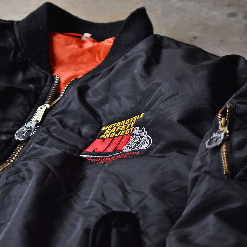リバーシブル！ “motor cycle safety project NIU” レーシング MA-1 フライトジャケット 231128H
