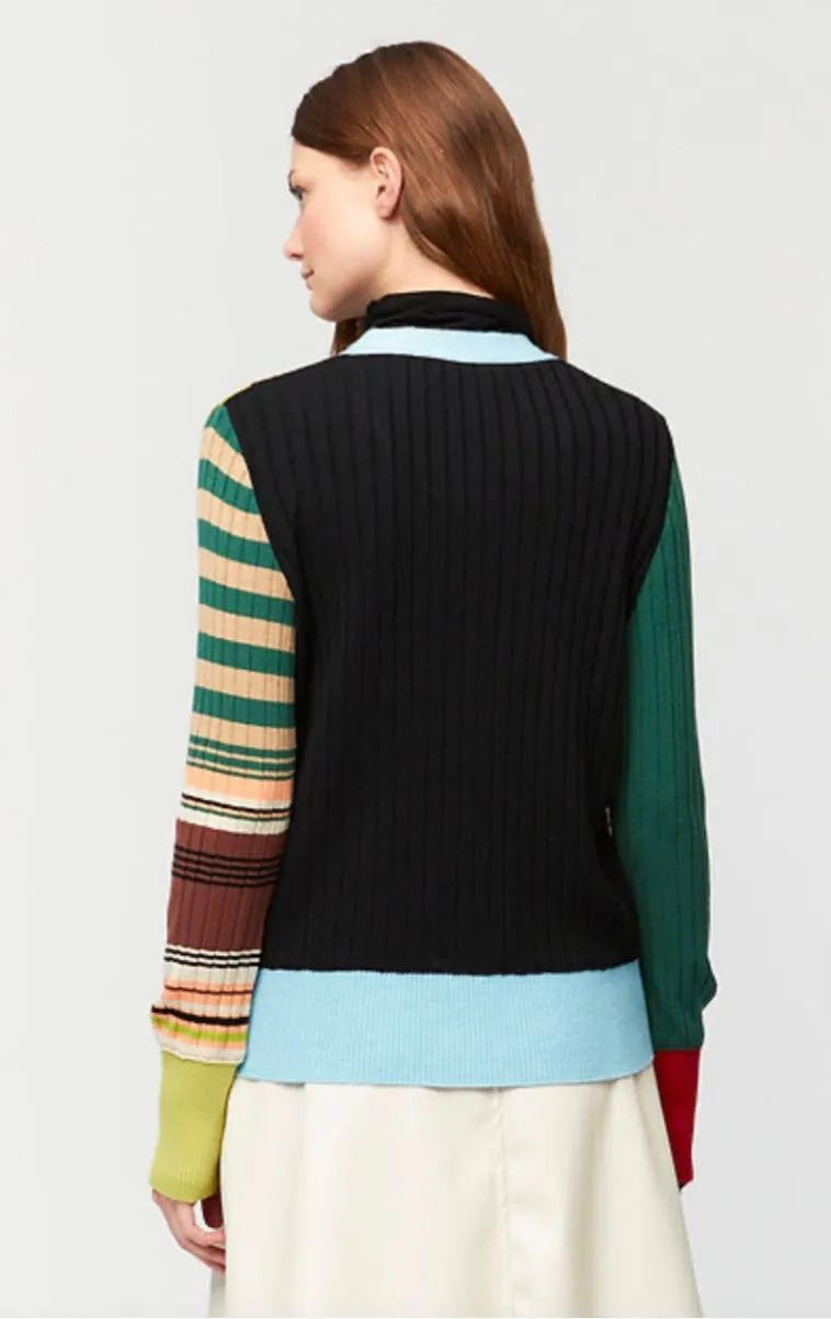 80060 Fuji Green/Red Striped Multi Cardigan