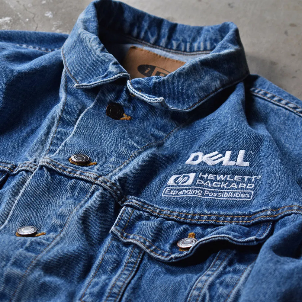 90's　DELL/デル “Hard Copy Cafe” ジョーク刺繍！ デニムジャケット　230603