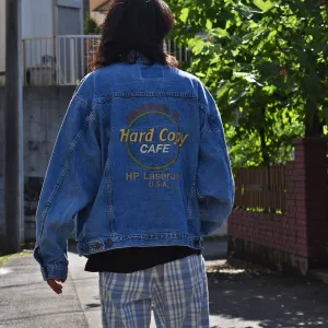 90's　DELL/デル “Hard Copy Cafe” ジョーク刺繍！ デニムジャケット　230603