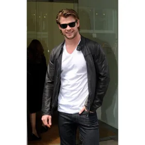 Australian Actor Chris Hemsworth Black Leather Jacket