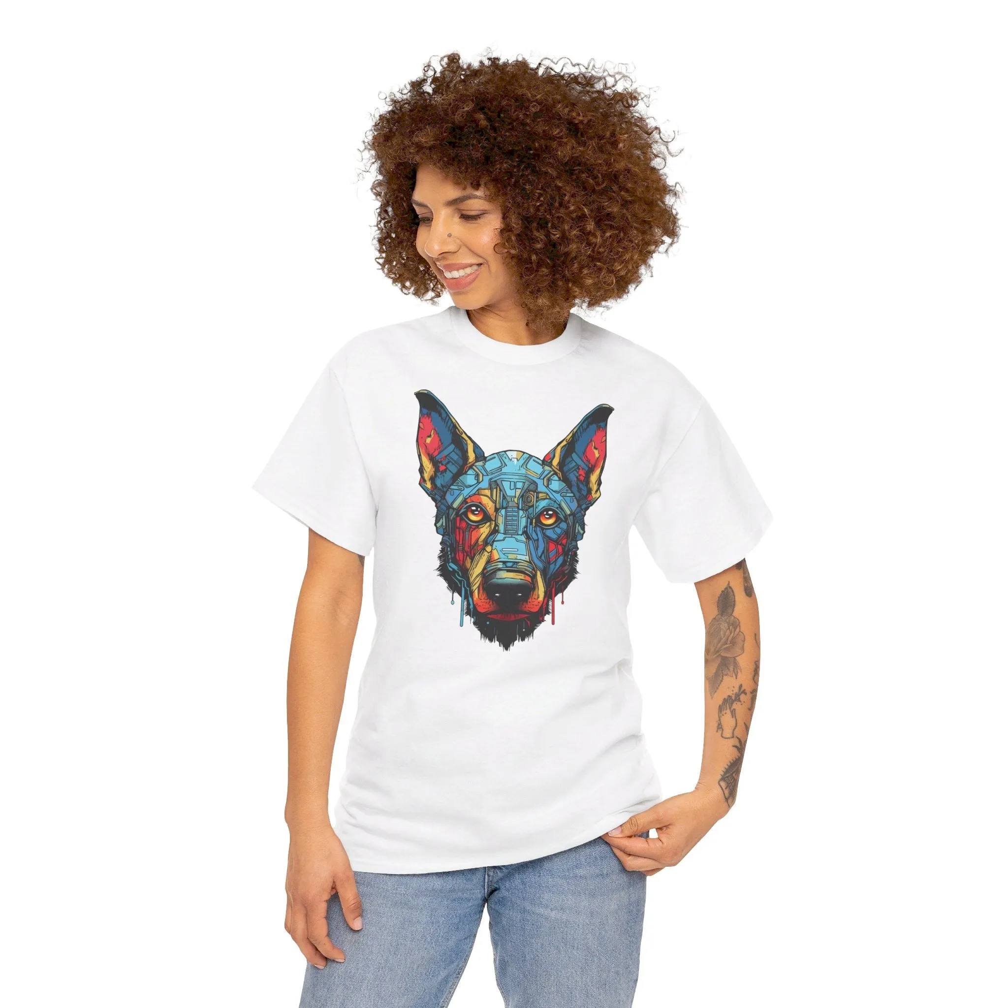 Bunter Robo Hund T-Shirt | T-Shirt für Sci-Fi Fans und Hundeliebhaber