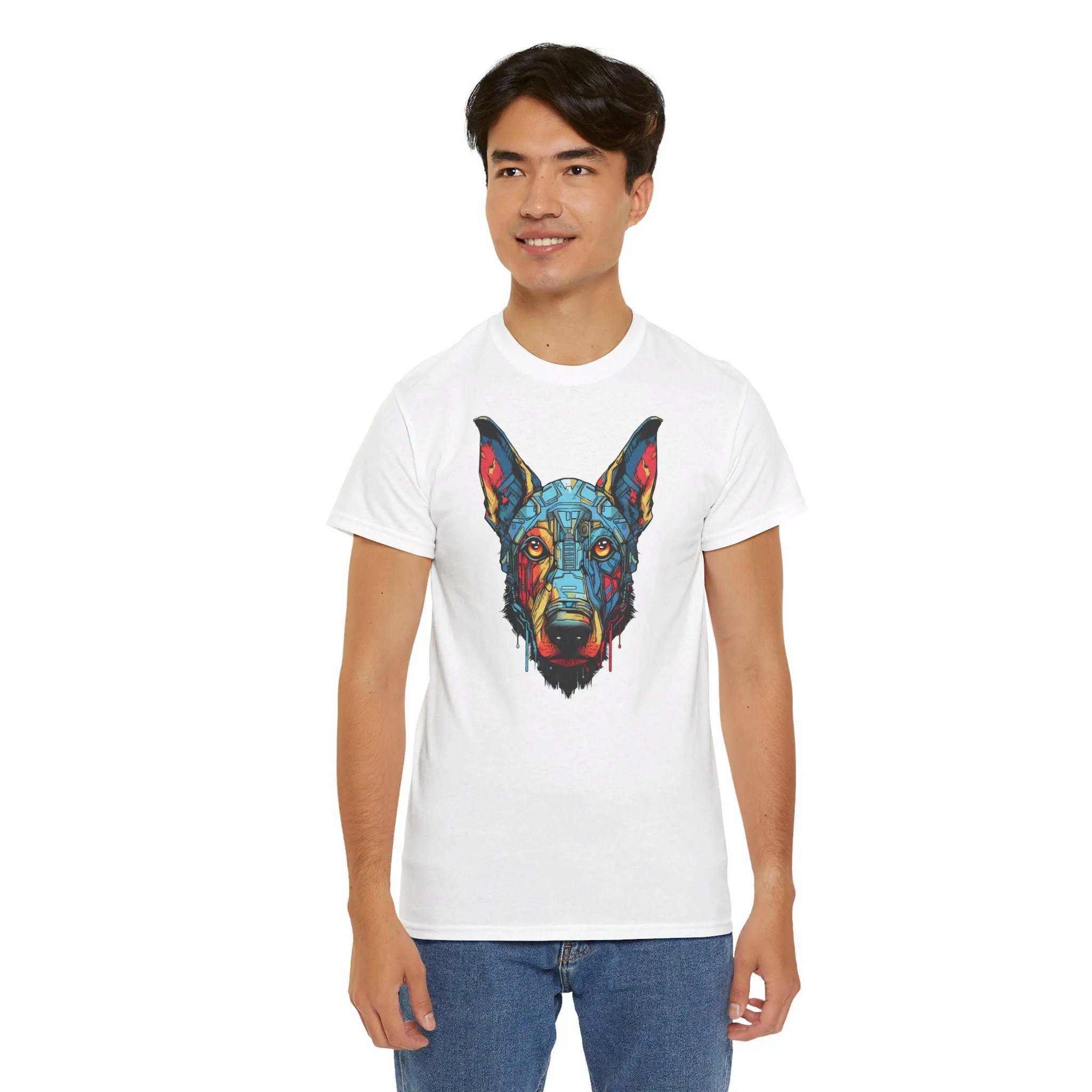 Bunter Robo Hund T-Shirt | T-Shirt für Sci-Fi Fans und Hundeliebhaber