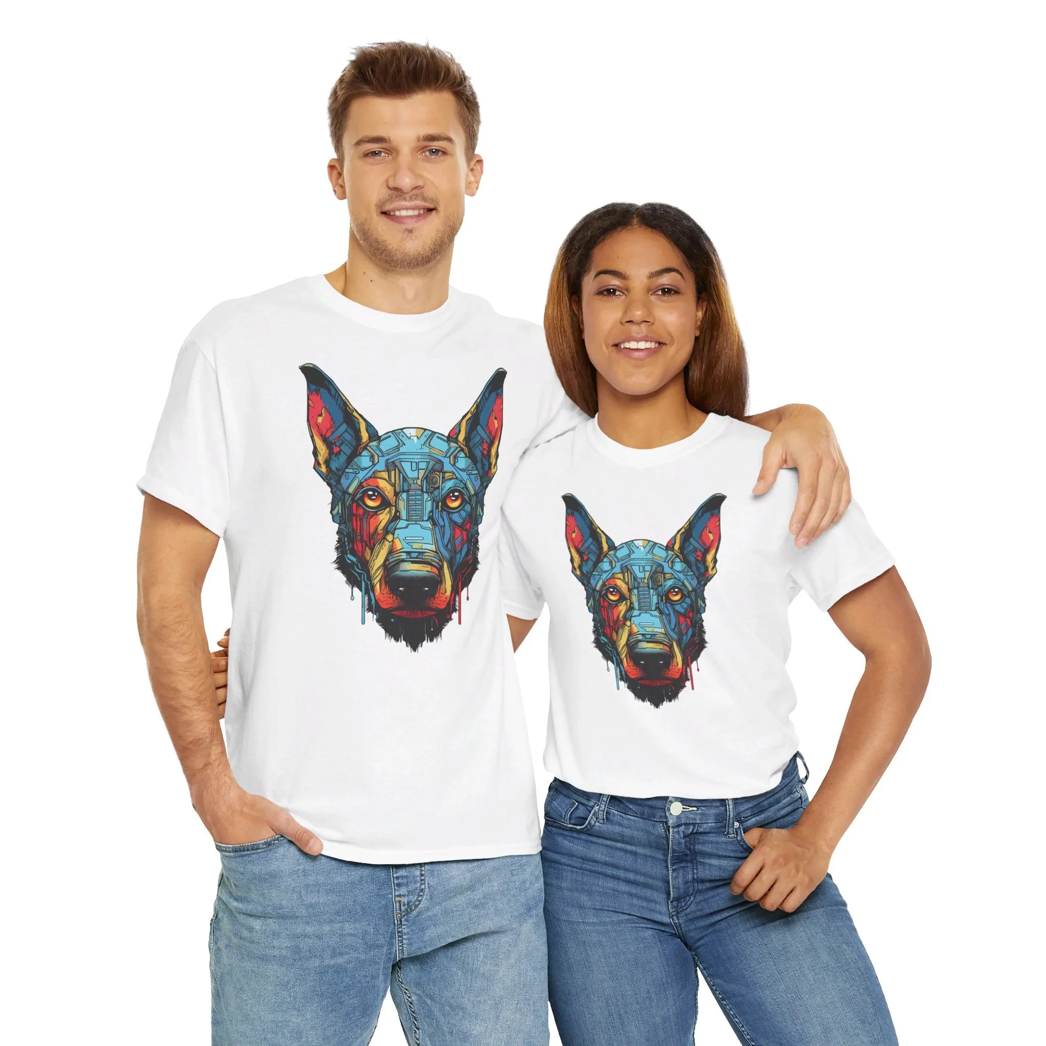 Bunter Robo Hund T-Shirt | T-Shirt für Sci-Fi Fans und Hundeliebhaber