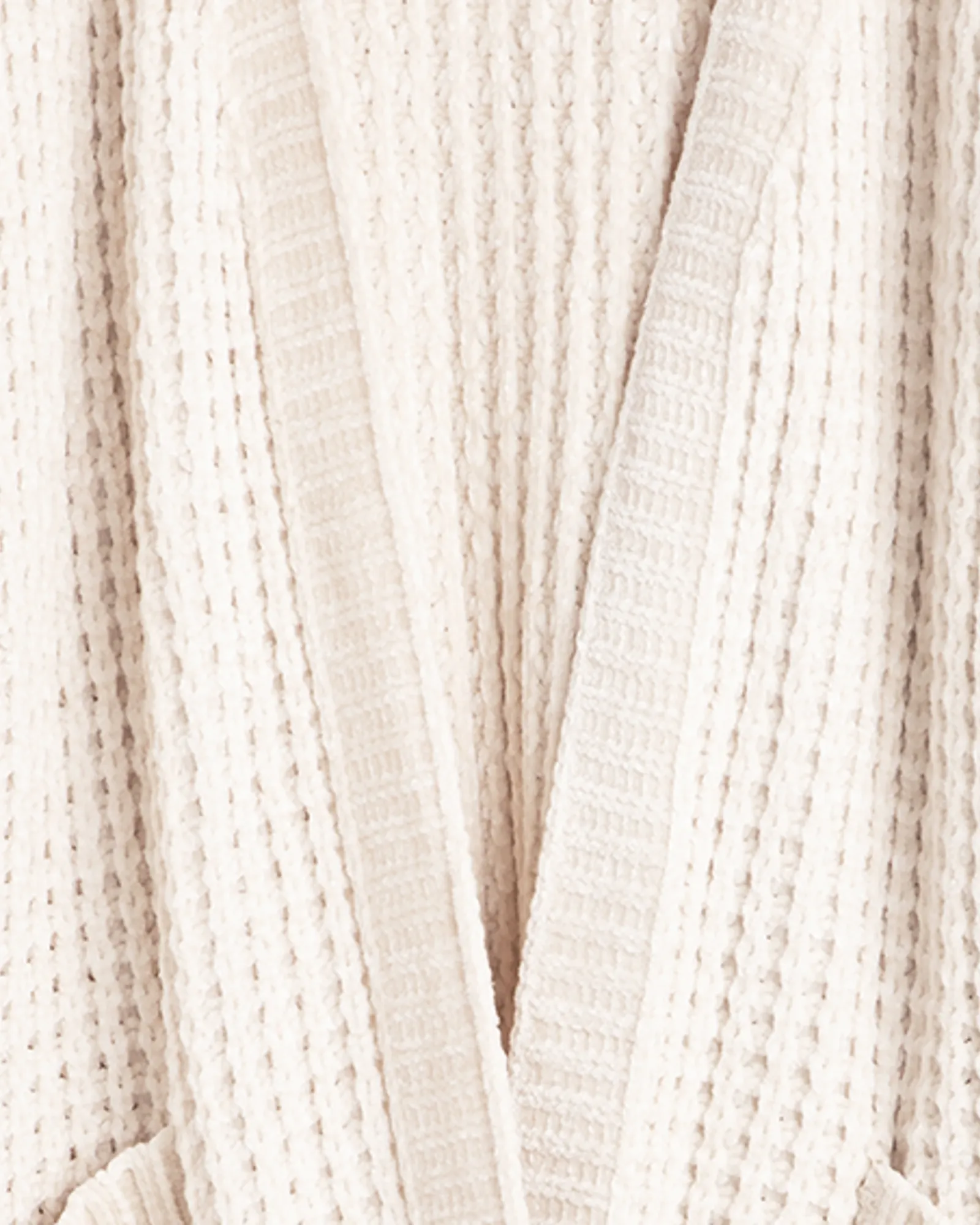 Carrie Chenille Waffle Stitch Cardigan | White