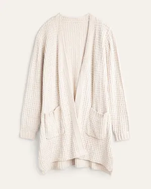 Carrie Chenille Waffle Stitch Cardigan | White