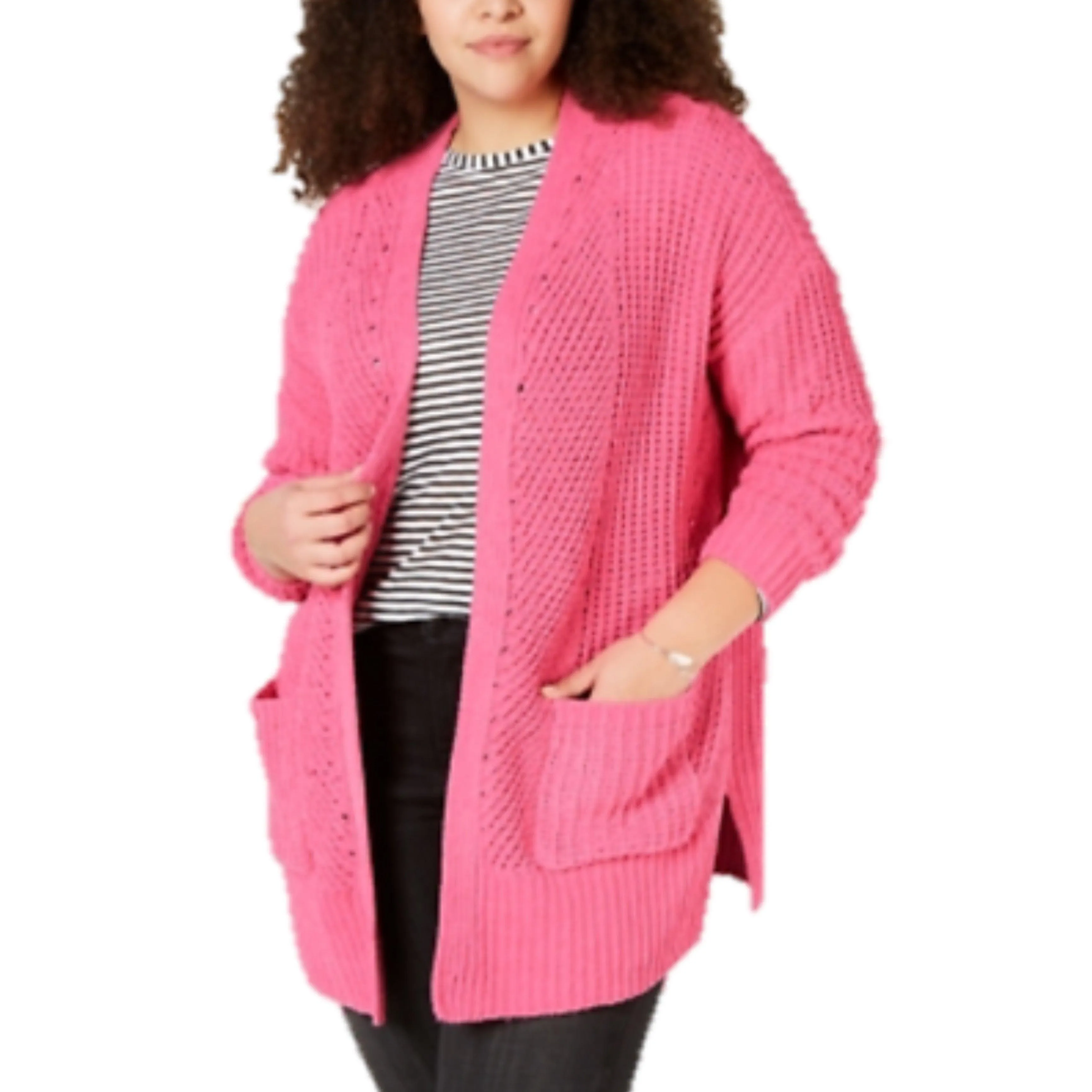 Chenille Mid-Length Cardigan