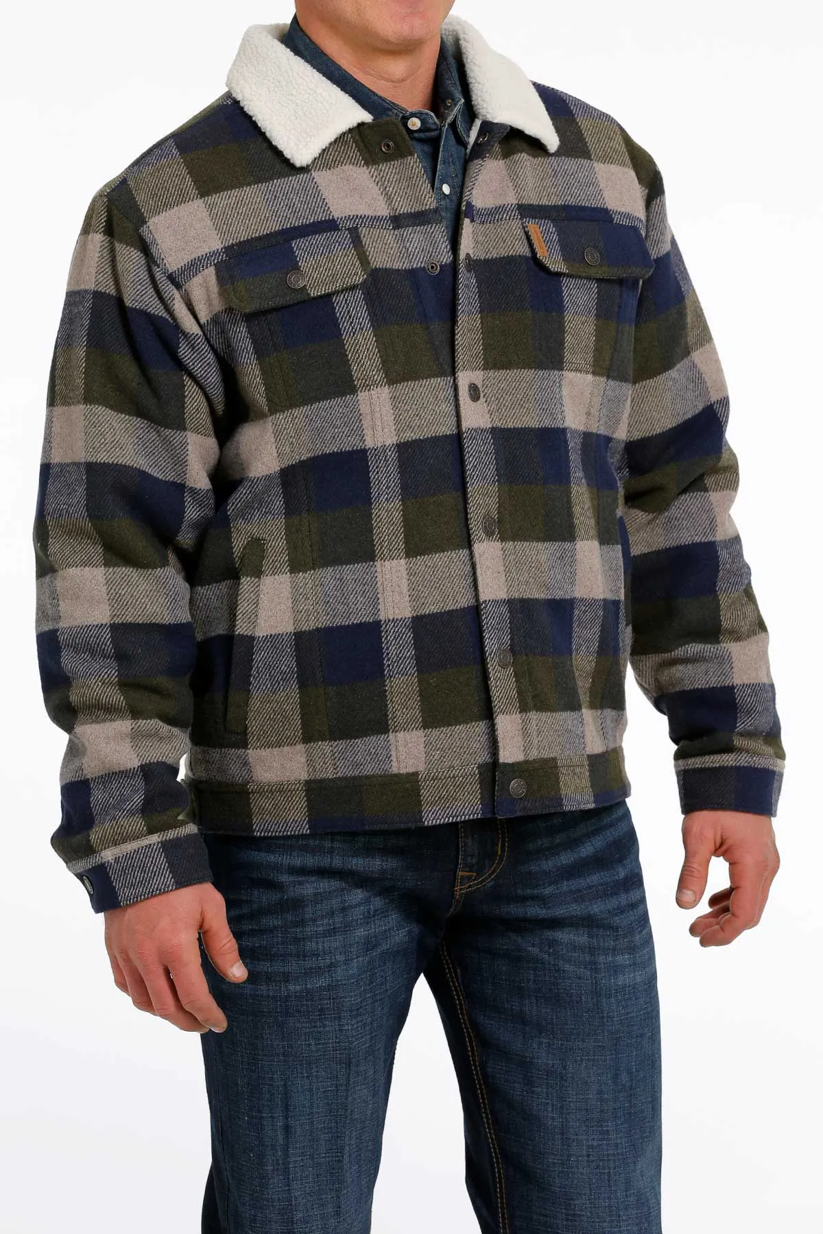 Cinch | Grey Plaid Trucker Jacket