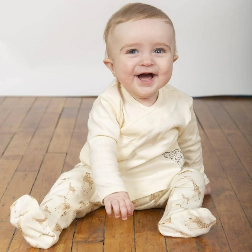 Cream Jolie Giraffe Organic Cotton Magnetic 3-Piece Kimono Set