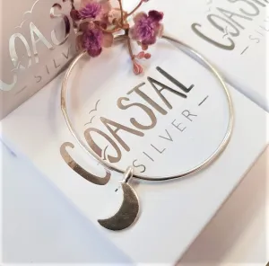 Crescent Moon Stamped Bangle