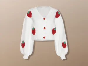 Cute Strawberry Knit Sweater Harajuku Fruity Cardigan