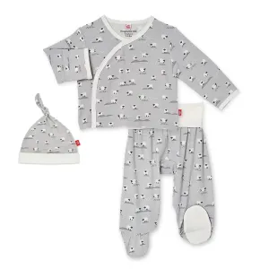 Gray Baa Baa Baby Modal Magnetic 3-Piece Kimono Set