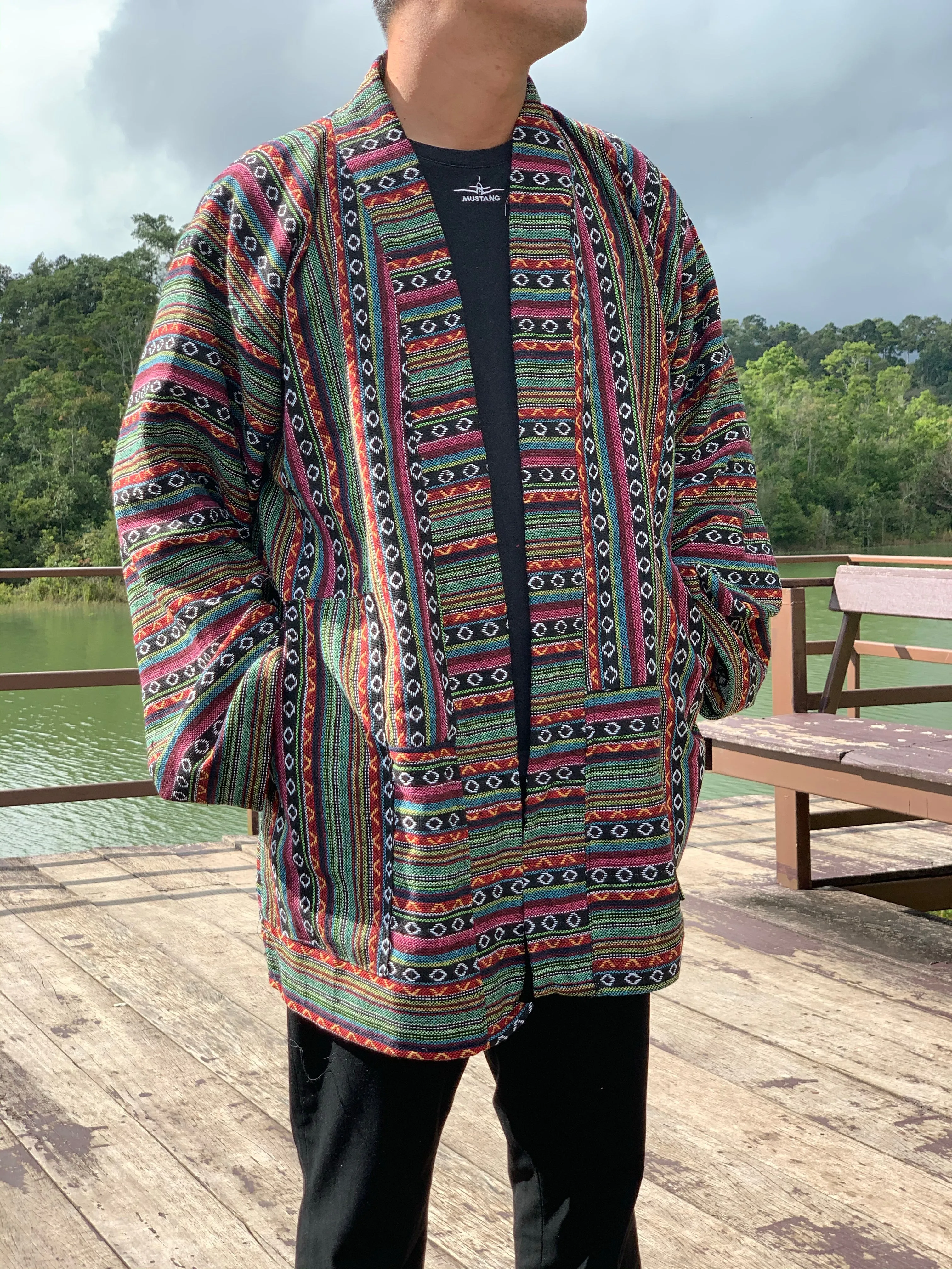 Hippie Tribal woven kimono jacket for winter