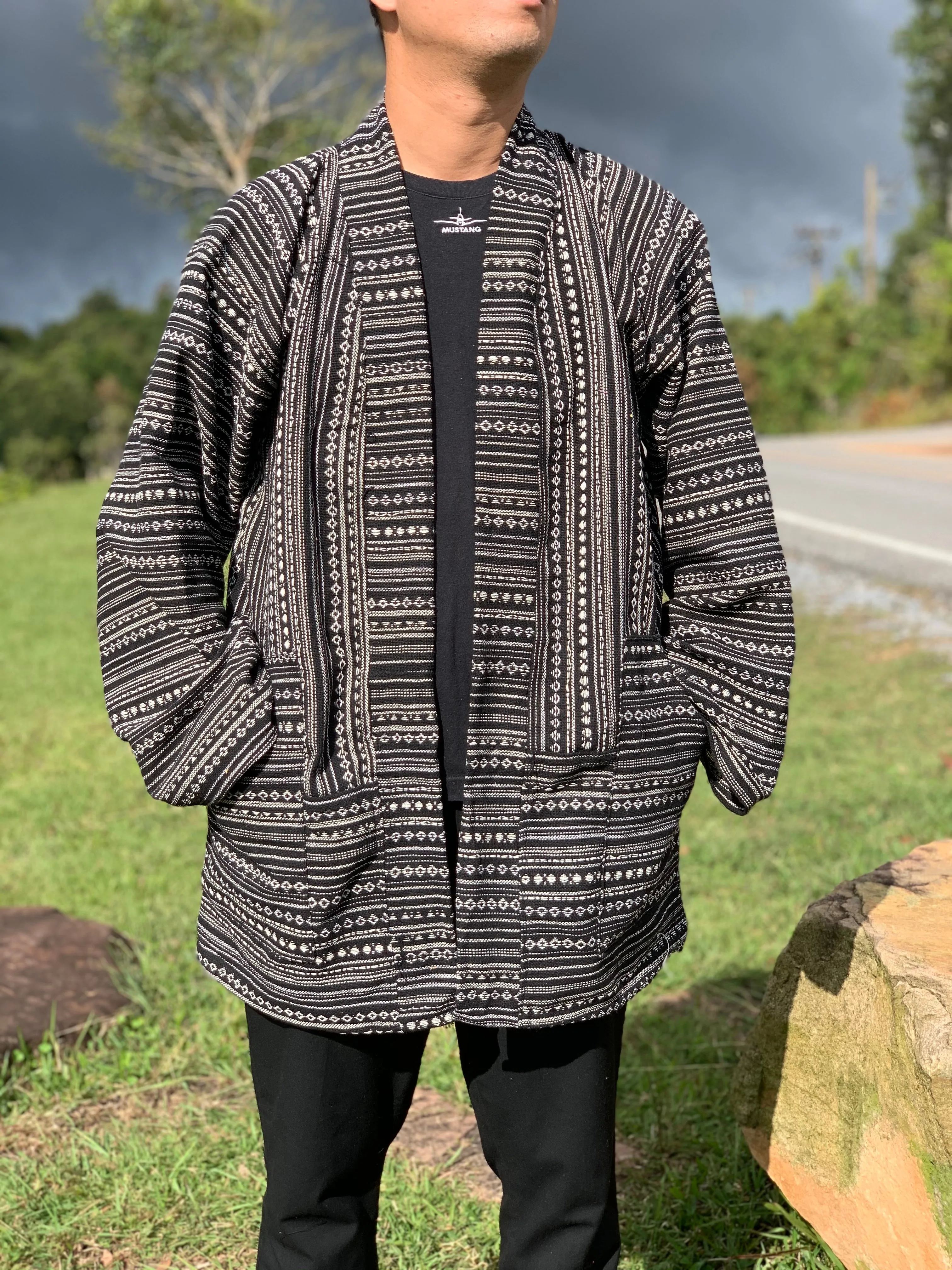 Hippie Tribal woven kimono jacket for winter