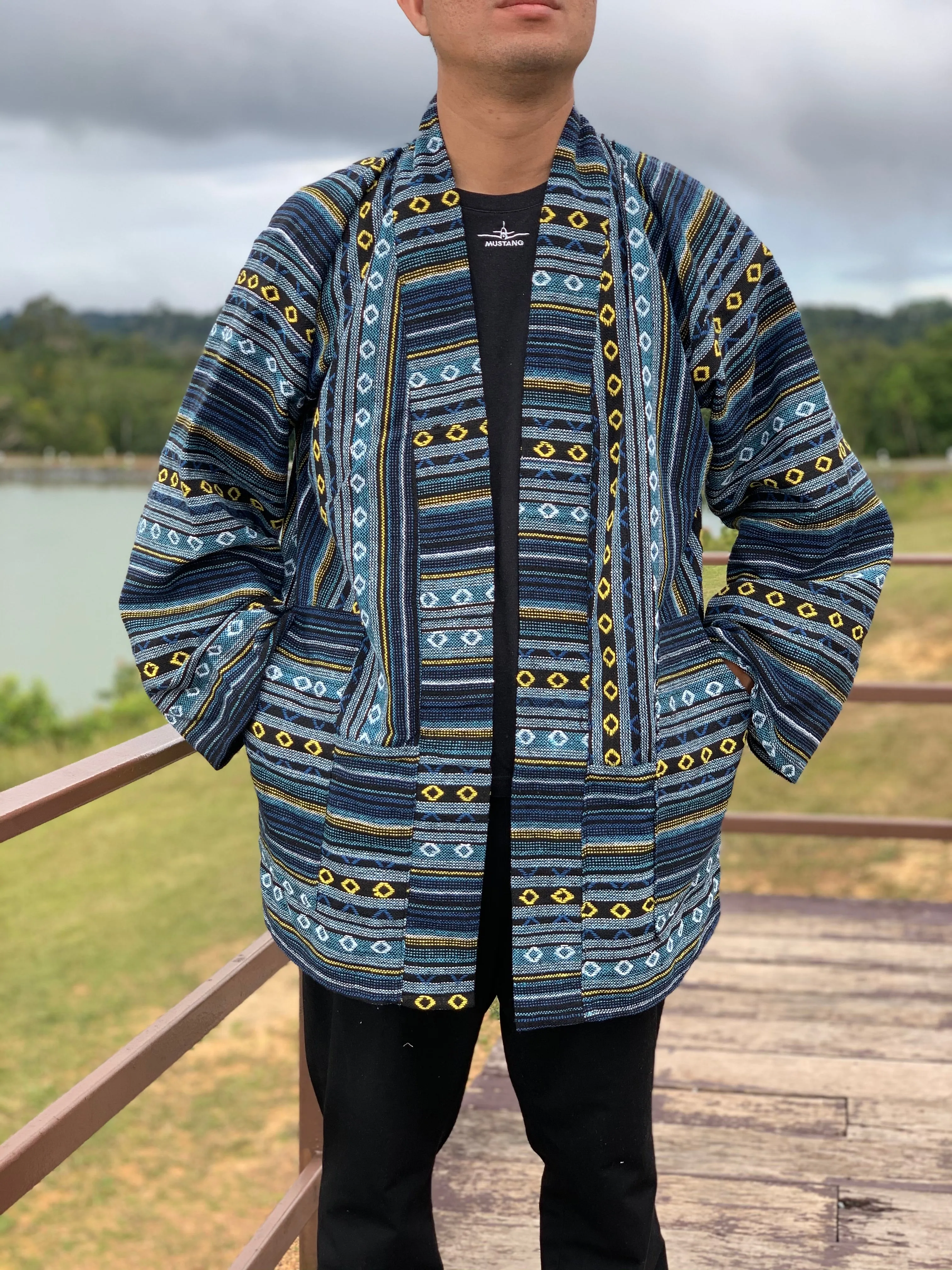 Hippie Tribal woven kimono jacket for winter