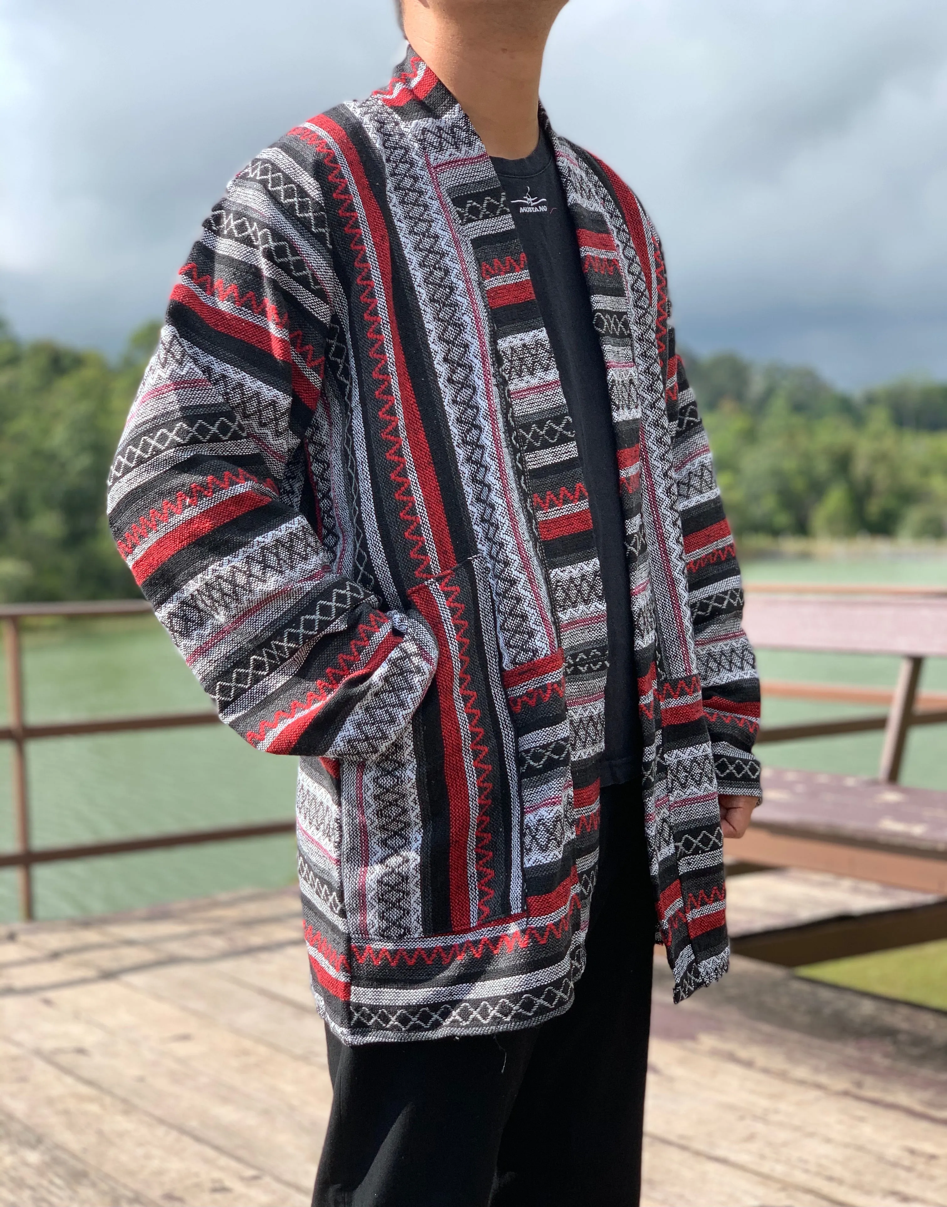 Hippie Tribal woven kimono jacket for winter