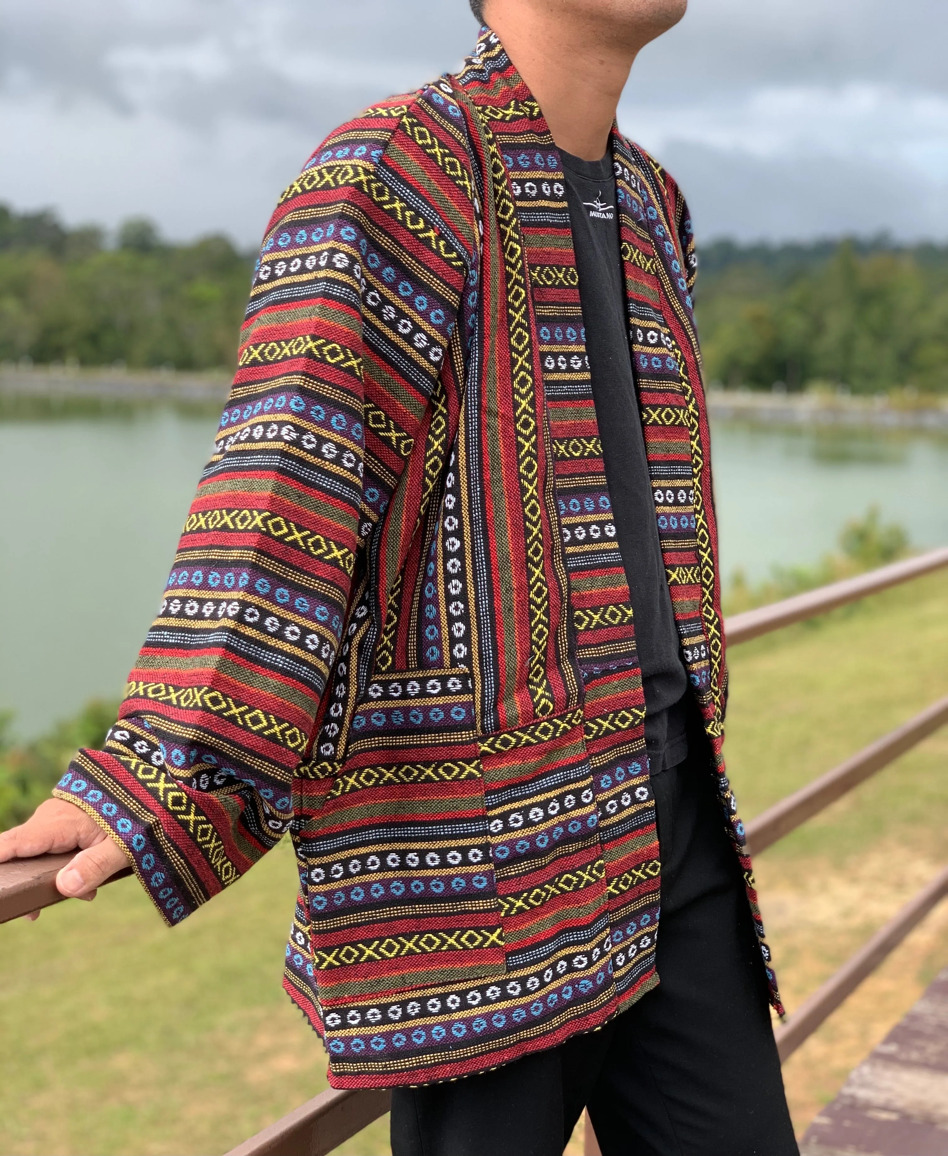 Hippie Tribal woven kimono jacket for winter