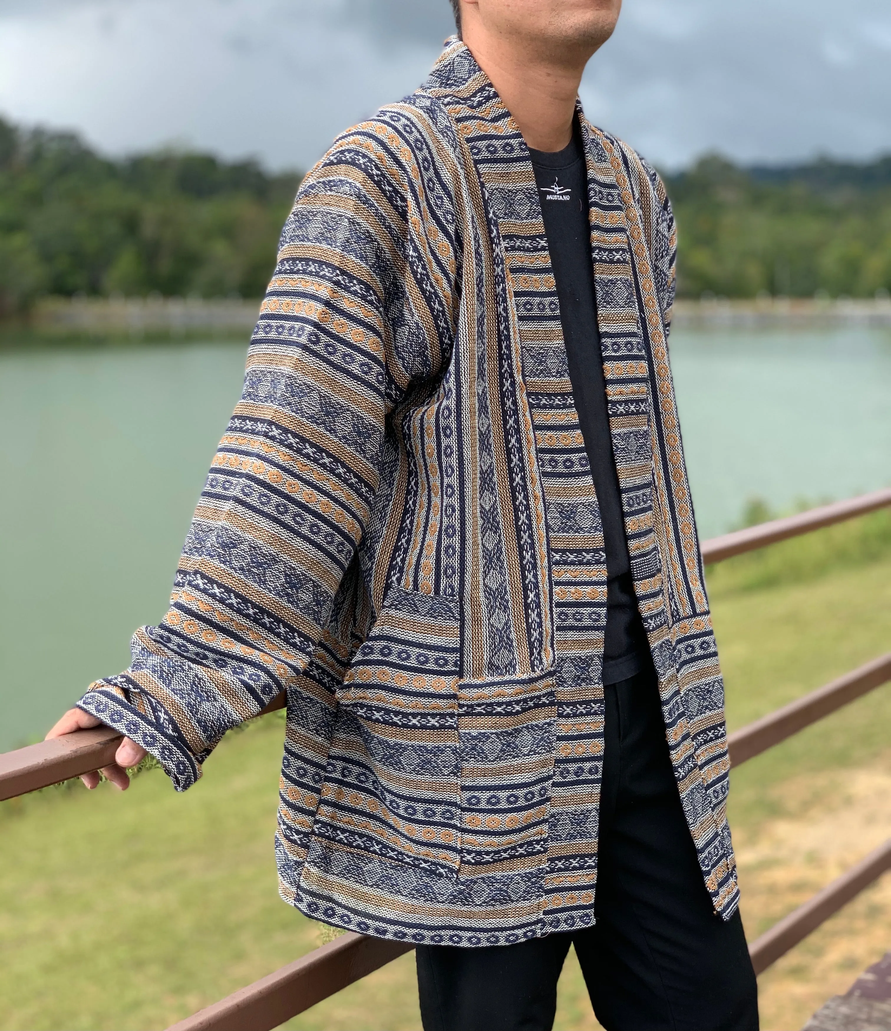 Hippie Tribal woven kimono jacket for winter