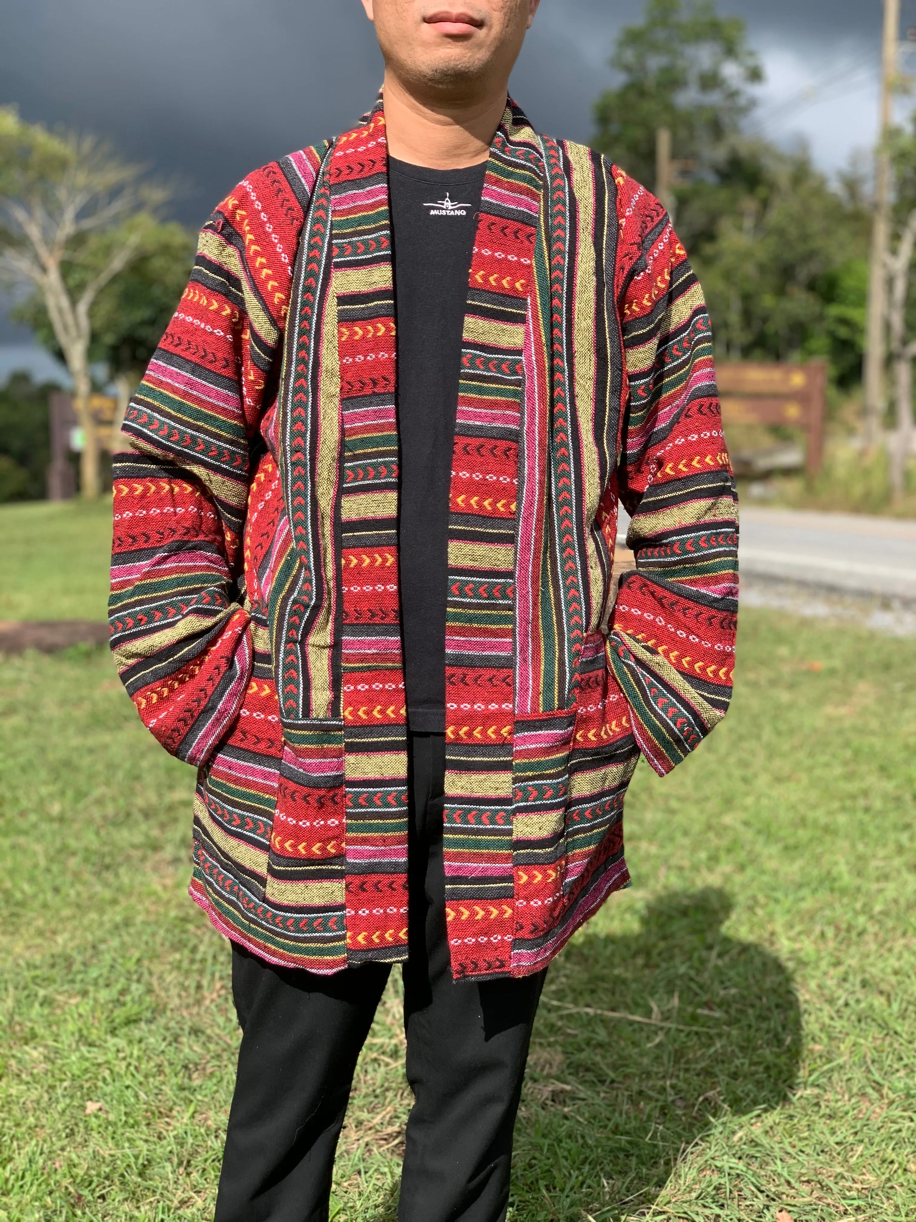 Hippie Tribal woven kimono jacket for winter