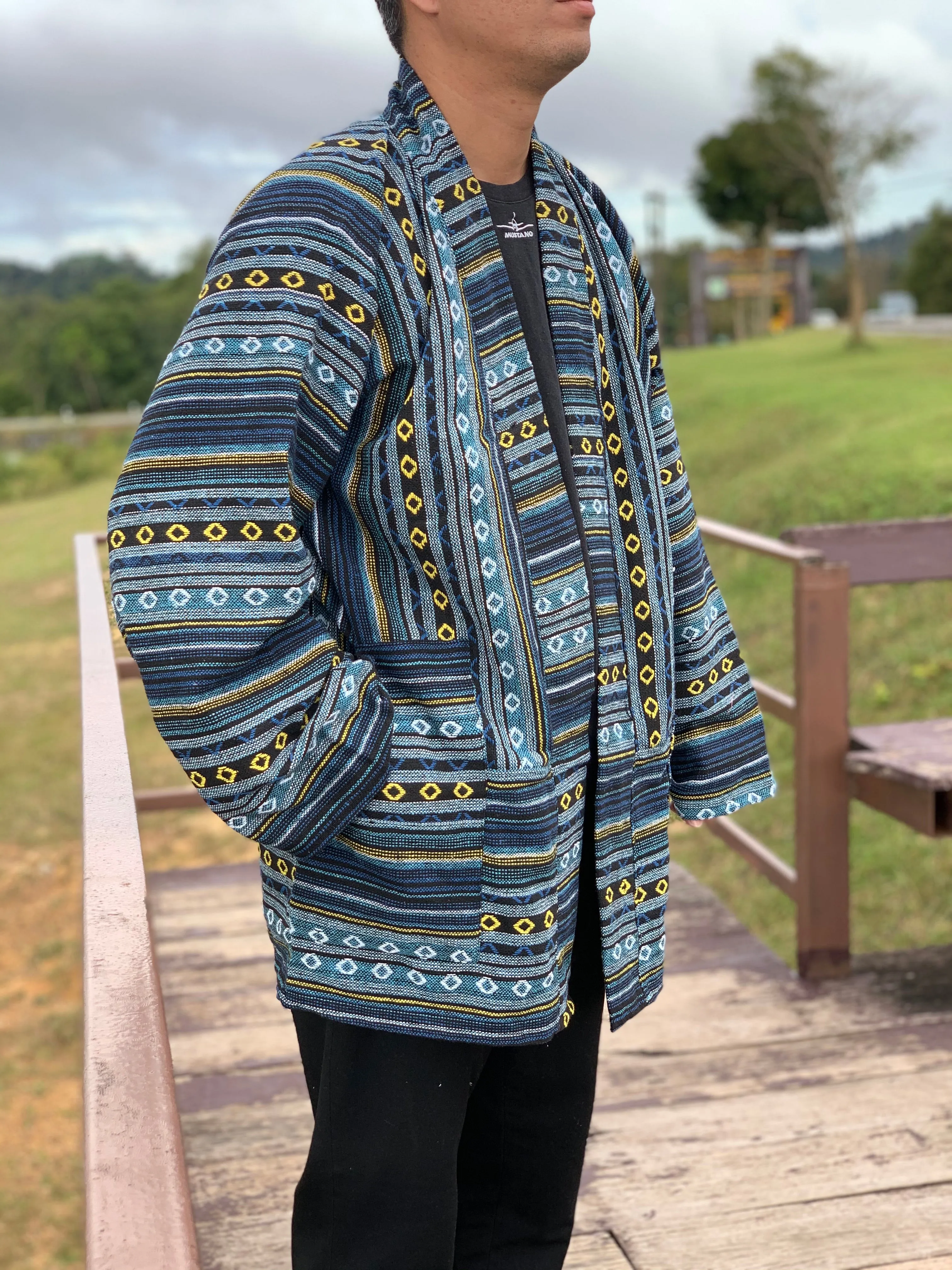 Hippie Tribal woven kimono jacket for winter