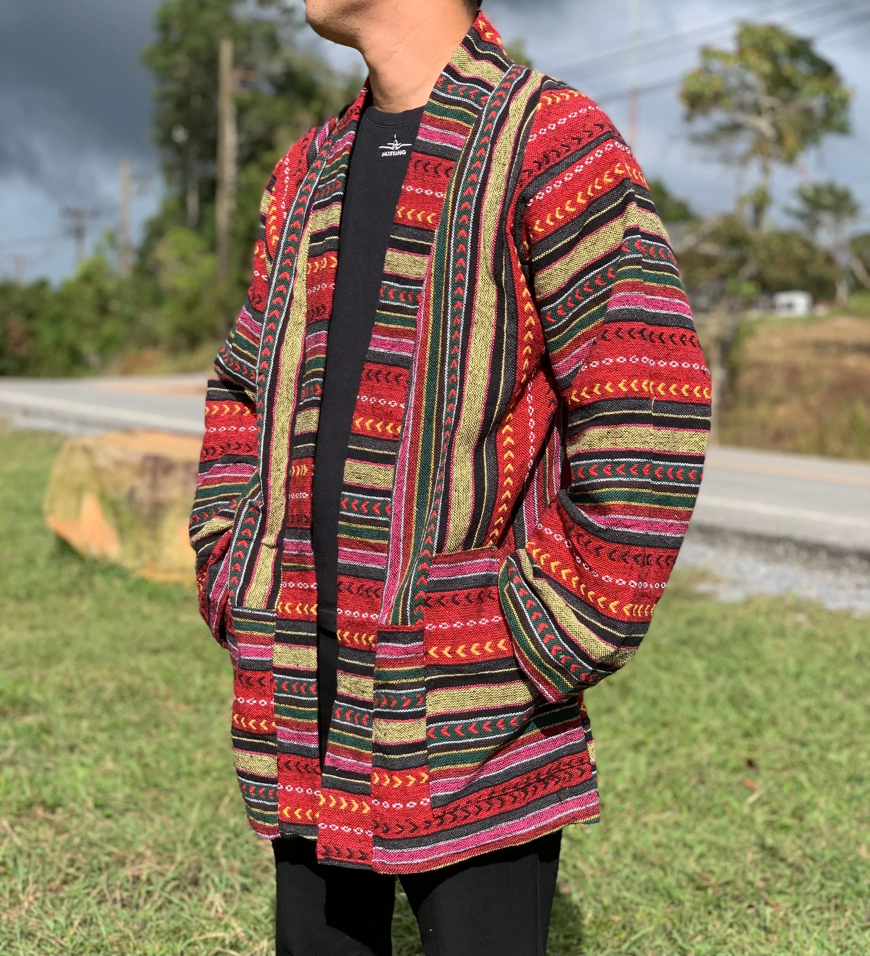 Hippie Tribal woven kimono jacket for winter