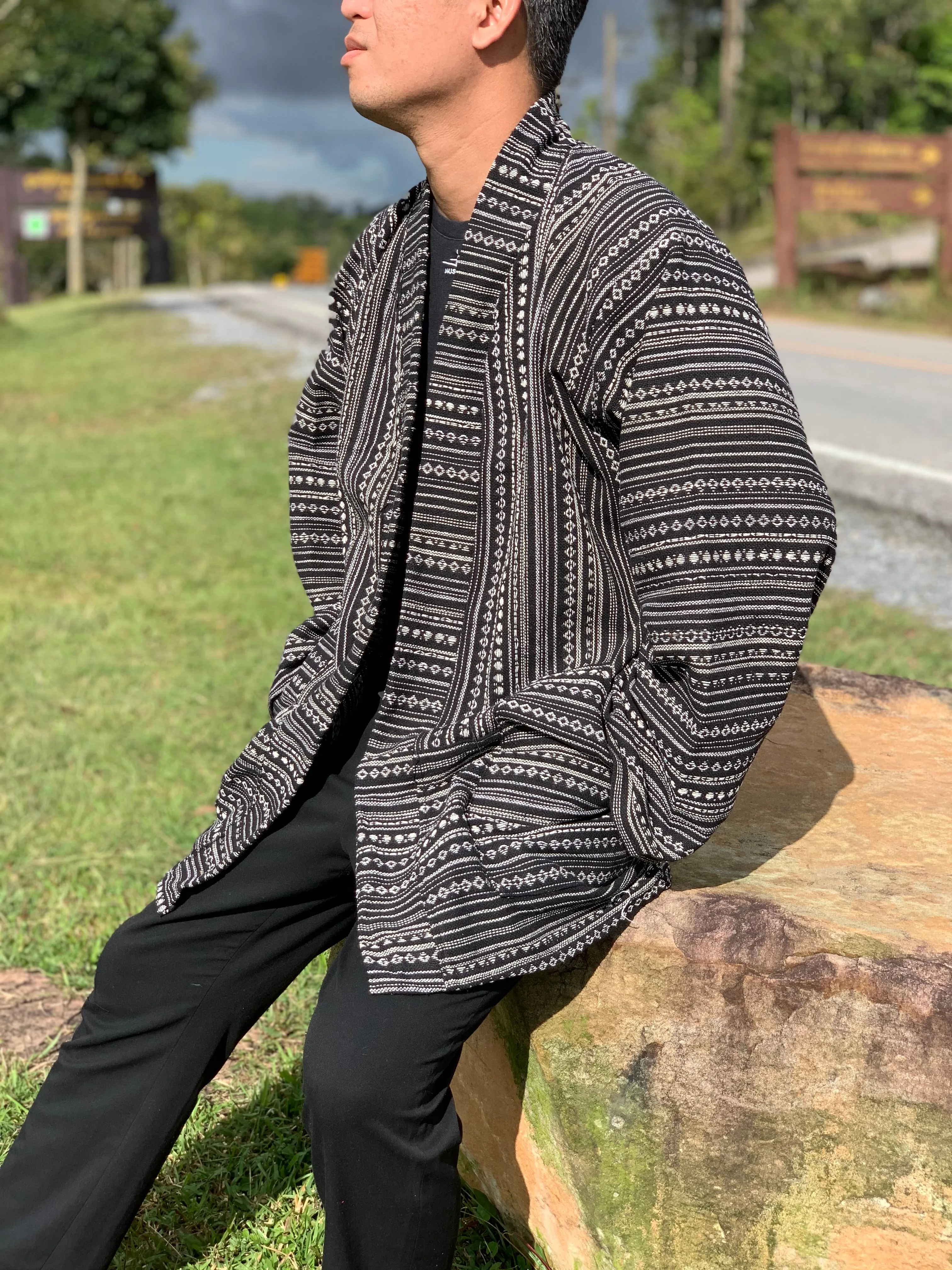 Hippie Tribal woven kimono jacket for winter