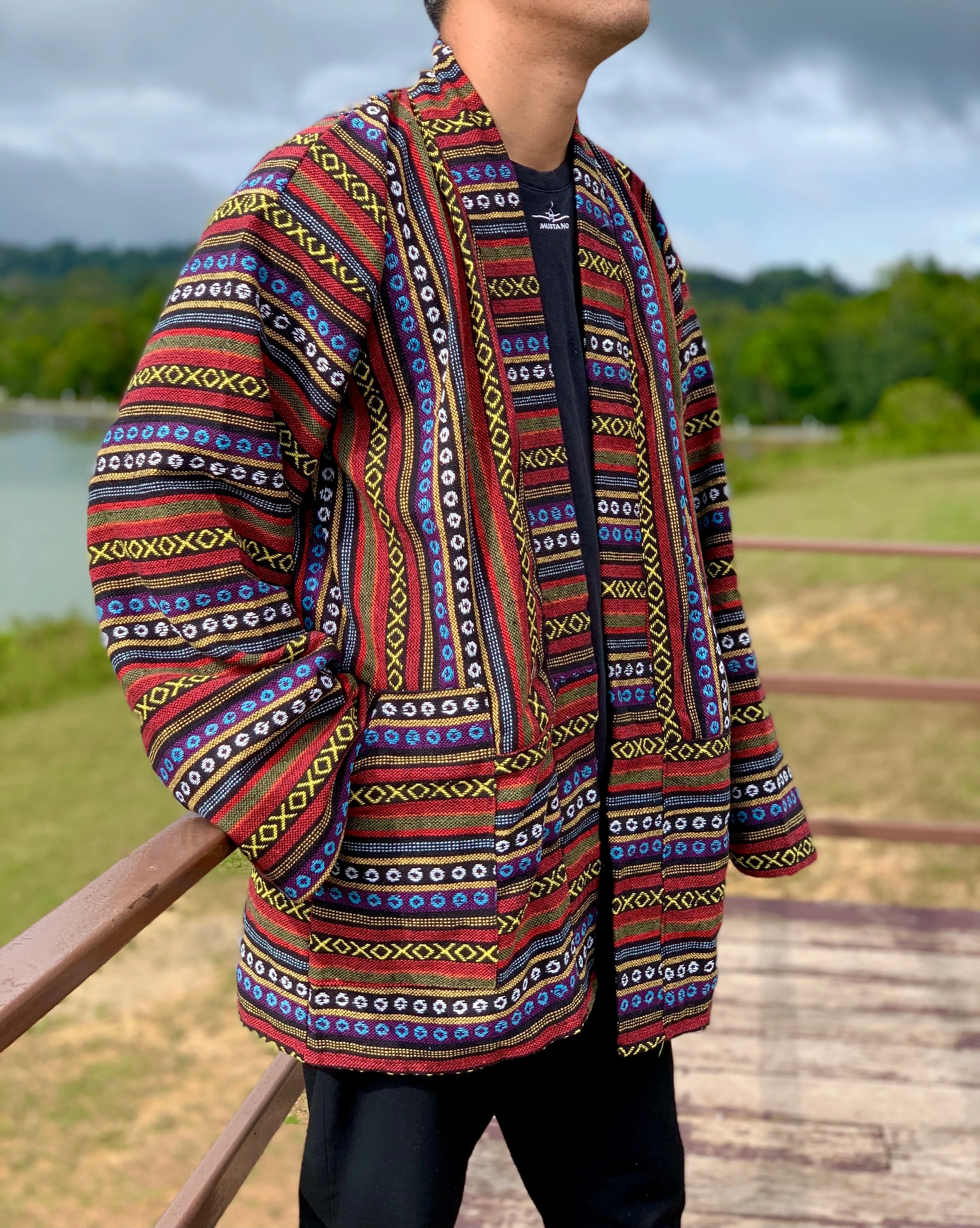 Hippie Tribal woven kimono jacket for winter