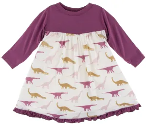 KicKee Pants Natural Sauropods L/S Classic Swing Dress
