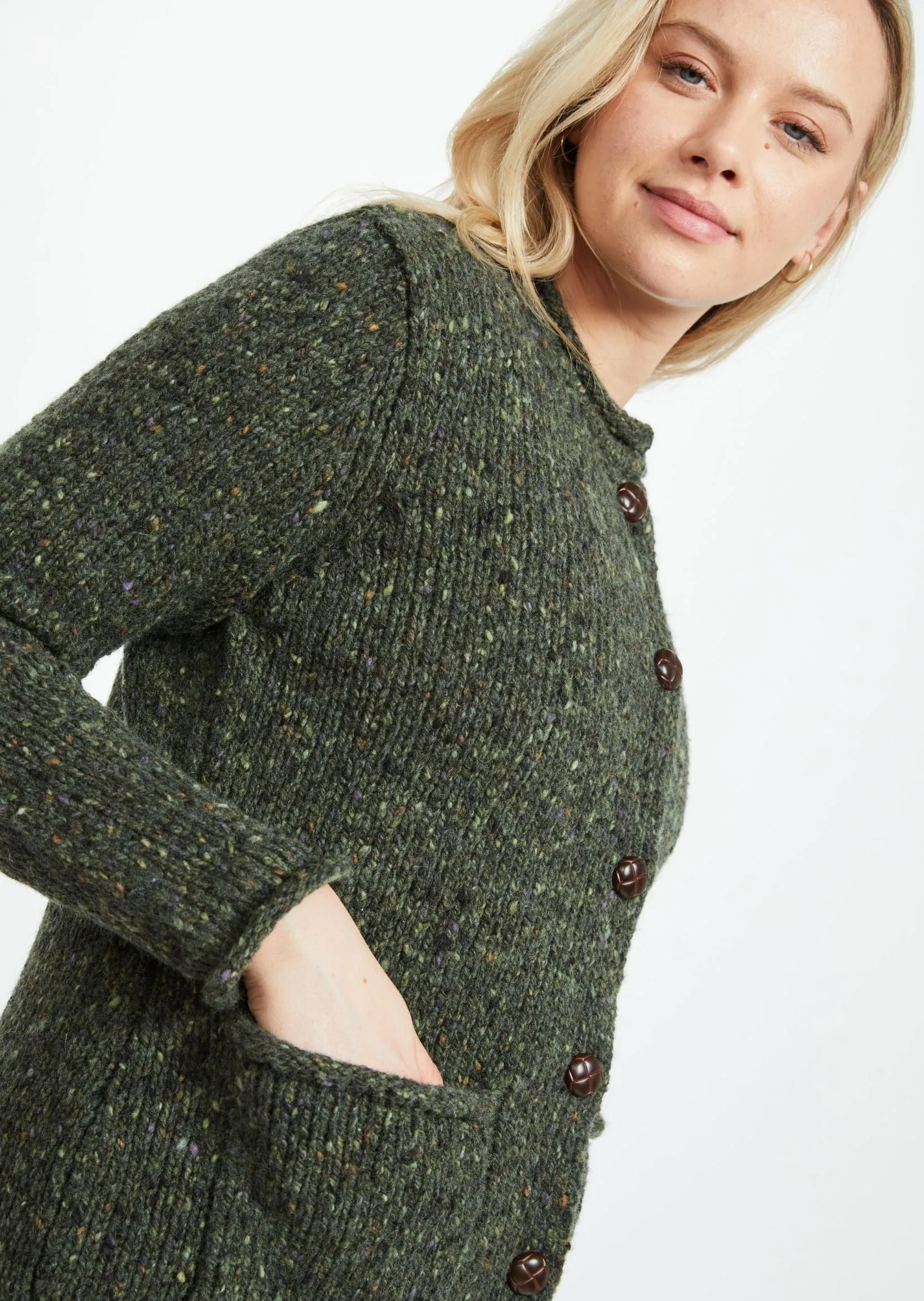 Ladies Donegal Wool Cardigan | Green