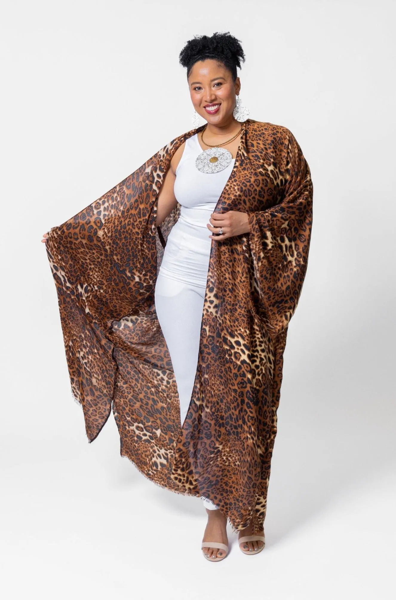 Leopard Print Kimono - Brown