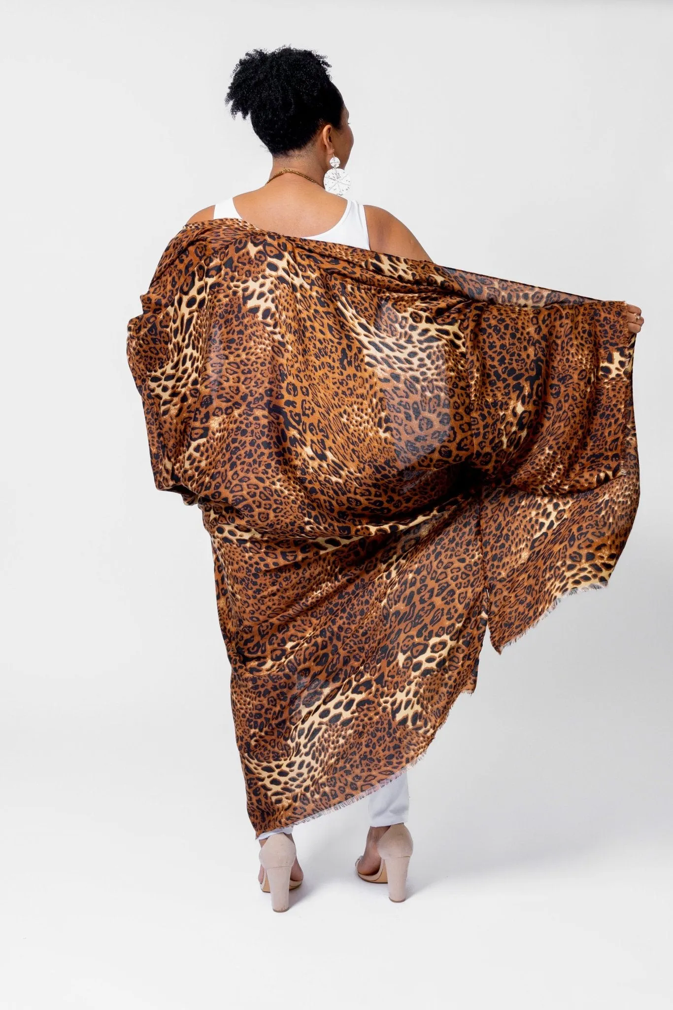Leopard Print Kimono - Brown