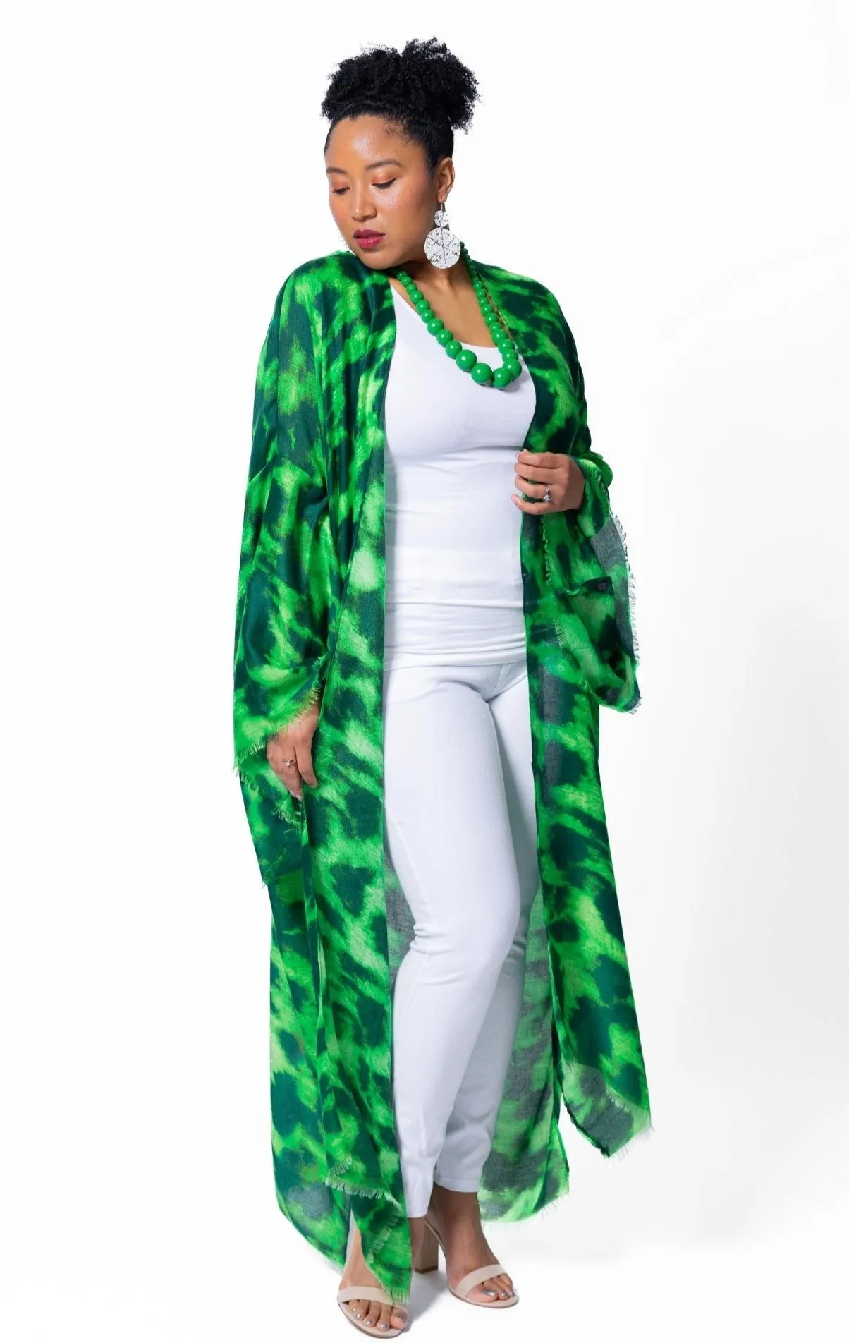 Leopard Print Kimono - Green