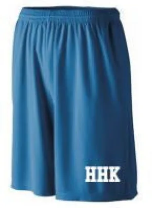 <FONT COLOR="red">P.E. APPROVED FOR BOYS & GIRLS </FONT><BR>AUGUSTA Moisture Wicking Shorts with Pockets <br>NAVY with WHITE INK