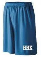 <FONT COLOR="red">P.E. APPROVED FOR BOYS & GIRLS </FONT><BR>AUGUSTA Moisture Wicking Shorts with Pockets <br>NAVY with WHITE INK