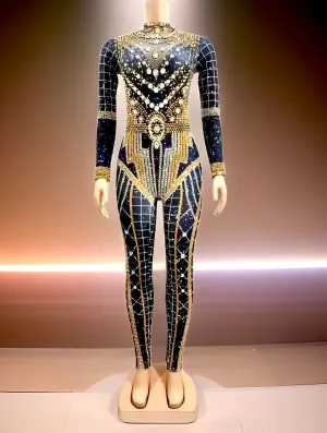 Luxury Rhinestone Bodysuit w3054