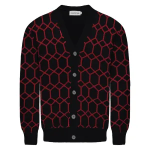 Men's black jacquard vintage cardigan sweater