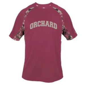 MOISTURE WICKING T-SHIRT / MAROON with DIGITAL CAMO TRIM