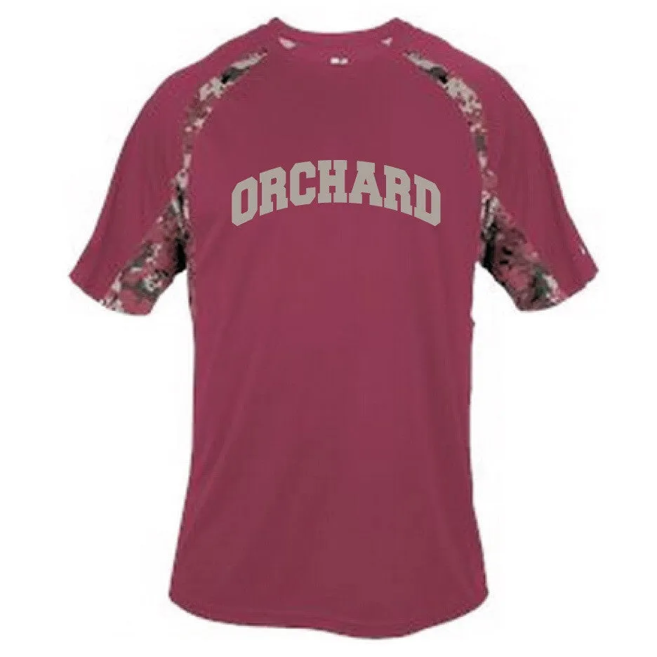 MOISTURE WICKING T-SHIRT / MAROON with DIGITAL CAMO TRIM