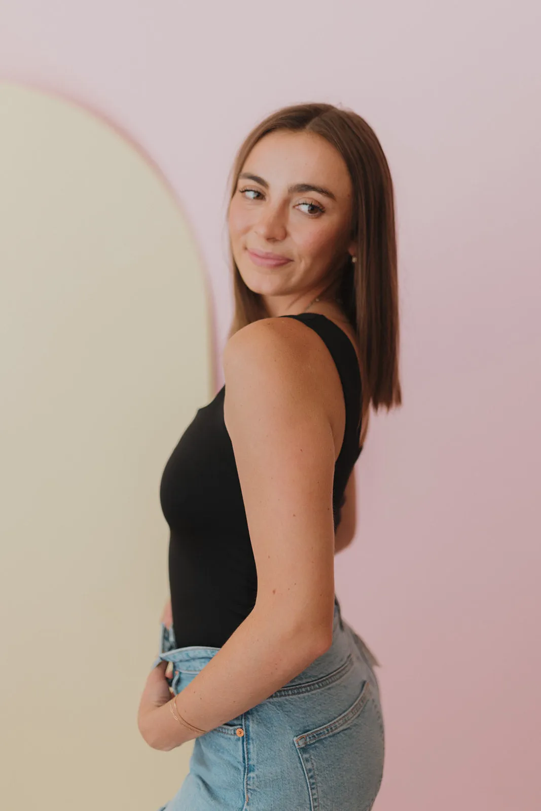 Nice To Meet You Black Bodysuit