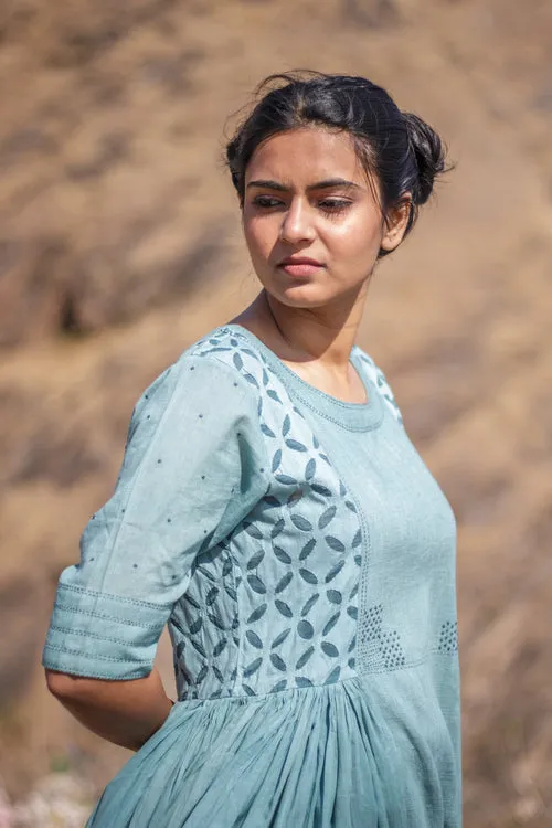 Olive Green H/S Cutwork Cotton Kediya Long Kurta