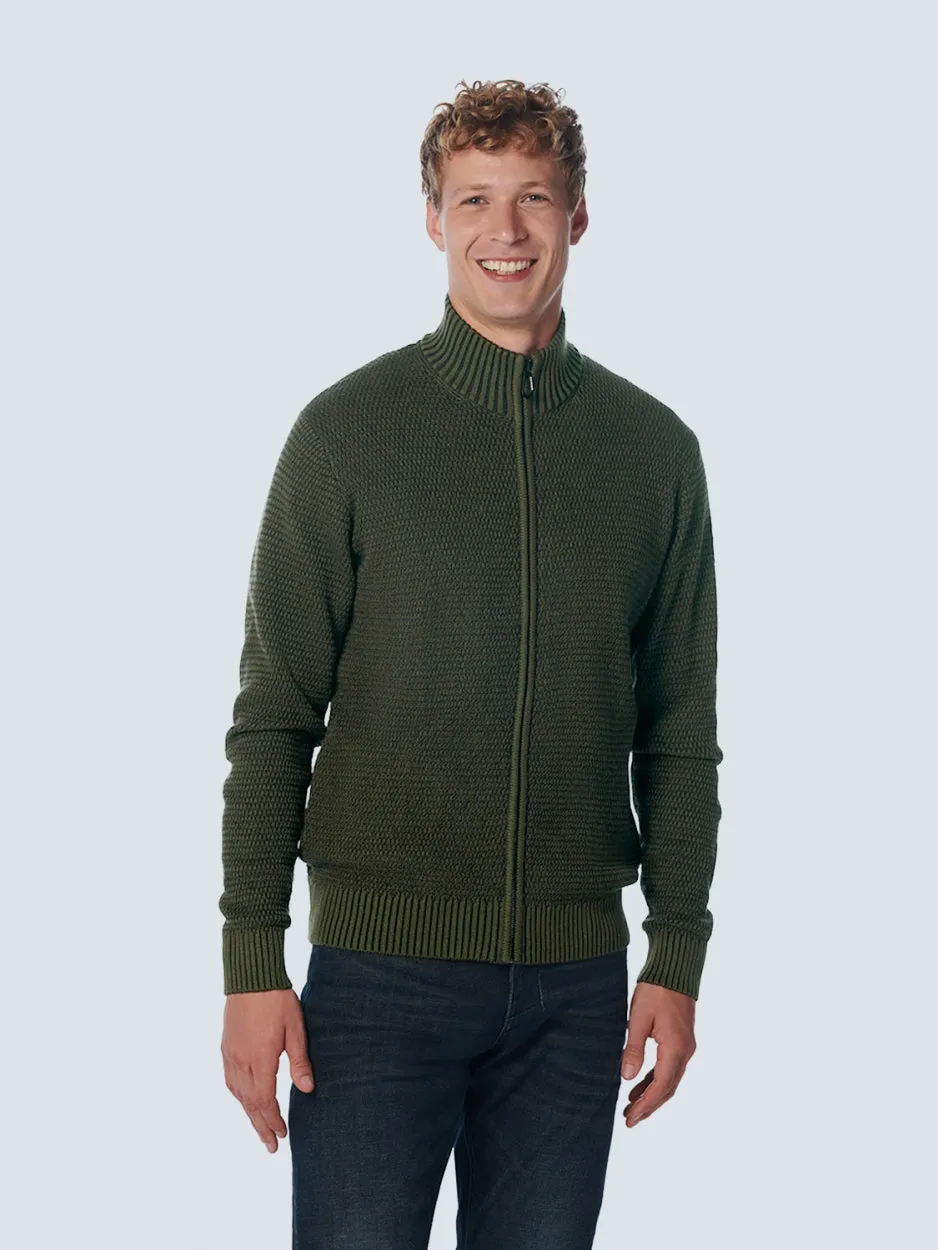 Pullover Full Zipper 2 Coloured Melange | Dark Green
