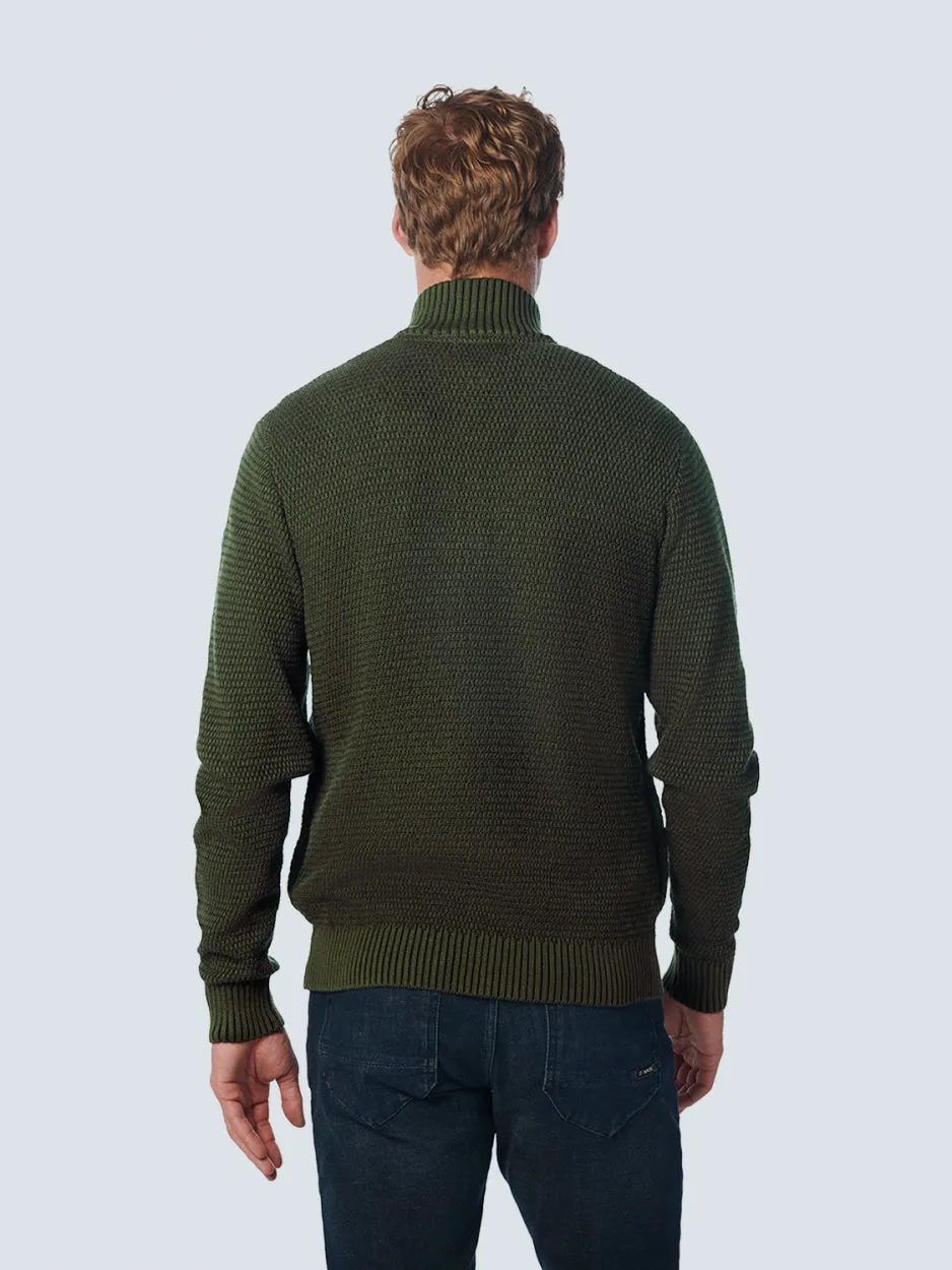 Pullover Full Zipper 2 Coloured Melange | Dark Green