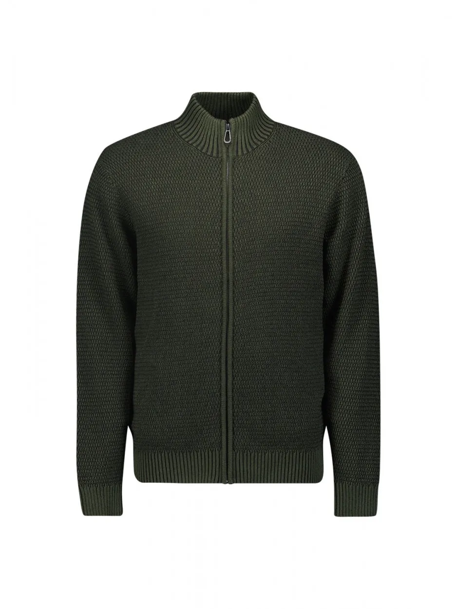 Pullover Full Zipper 2 Coloured Melange | Dark Green