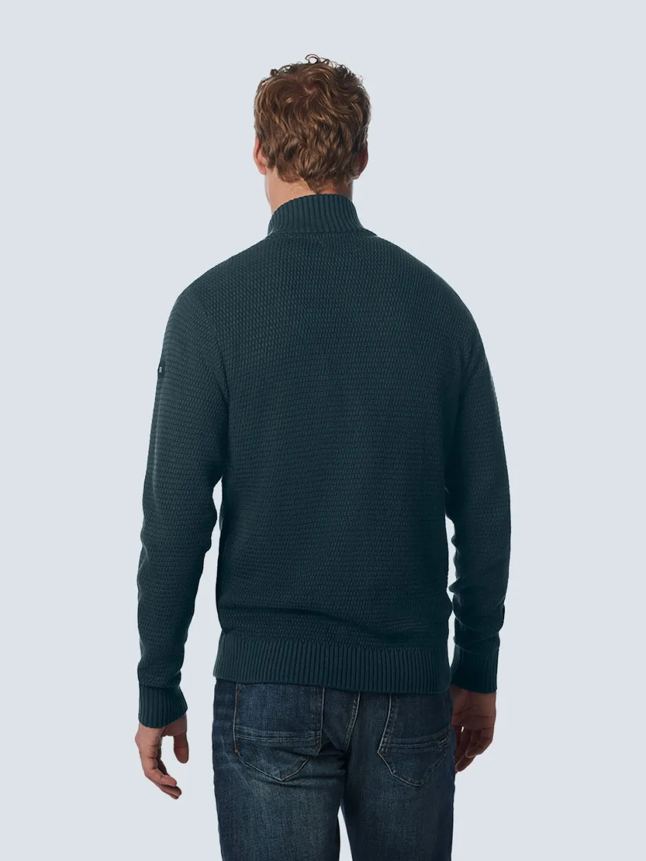 Pullover Full Zipper 2 Coloured Melange | Ocean