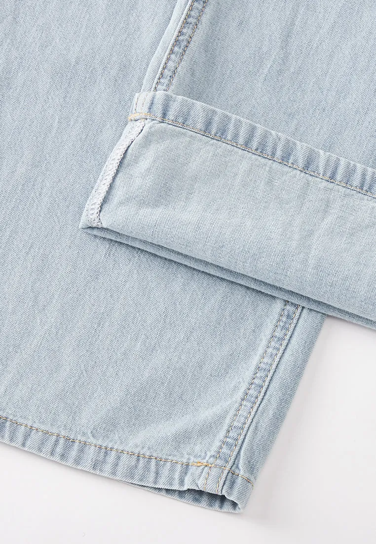 Rhinestone and Sequin Eembellished Straight-leg Jeans