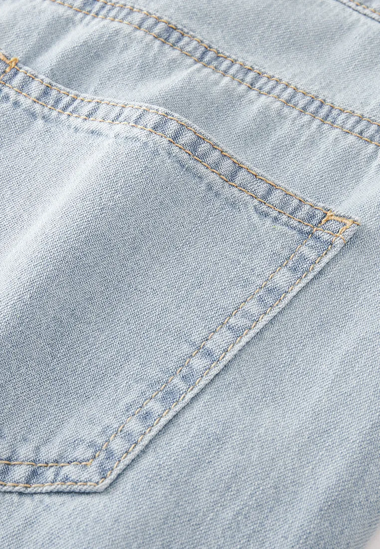 Rhinestone and Sequin Eembellished Straight-leg Jeans