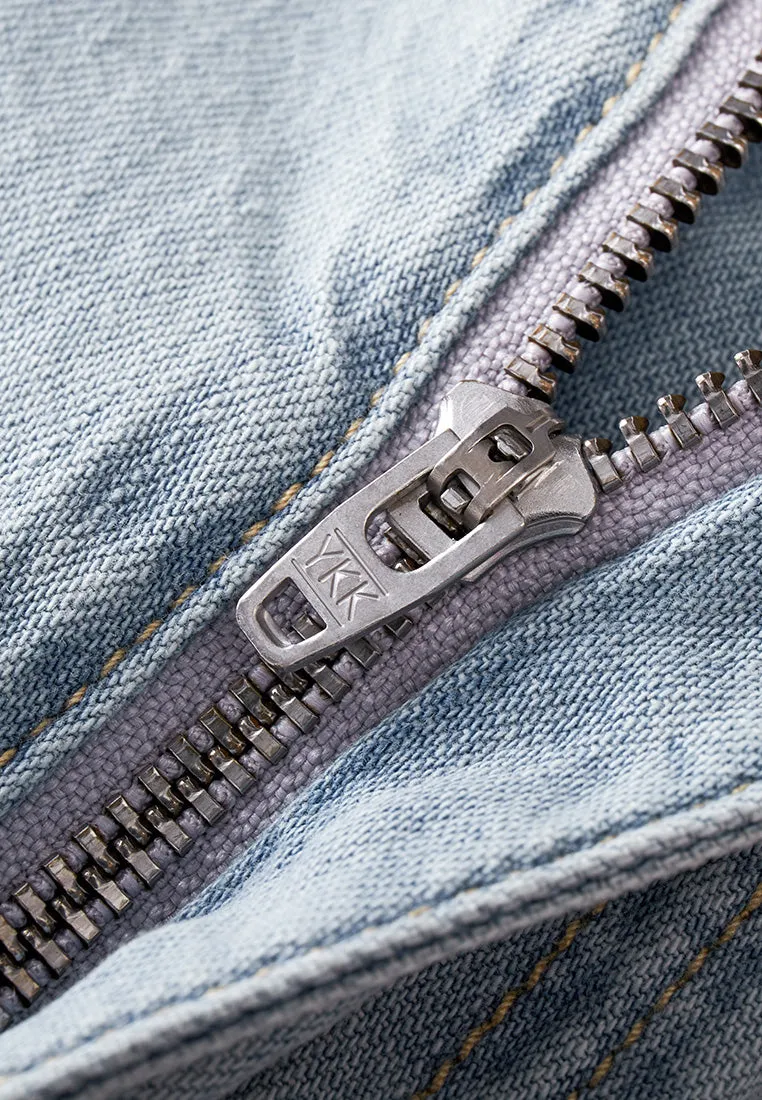 Rhinestone and Sequin Eembellished Straight-leg Jeans