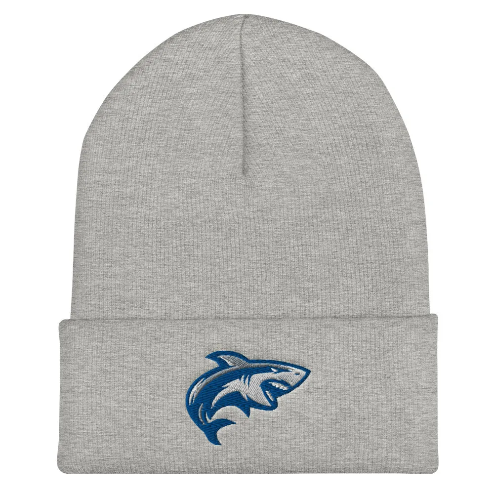 Shark Embroidered Cuffed Beanie, Shark Lover Embroidery Party Men Women Winter Adult Hat Gift